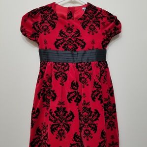 Red and black velvet size six girls dress